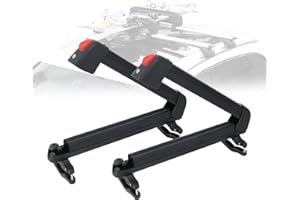GEARANTICS 16.3 Inch Ski and Snowboard Rack for Car Roof, with TPV Rubber Padding and Lock, Fit 2 Pairs of Skis or 2 Snowboards, Mounting System Fits for Square/Round/Aero/Oval Cross Bars, Black