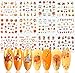 12 Sheets Fall Nail Art Stickers Maple Leaves Nail Decals Autumn Nail Art Supplies Pumpkin Turkey Maple Leaf Nail Design Sticker Water Transfer Manicure Tips Accessories Thanksgiving Decorations