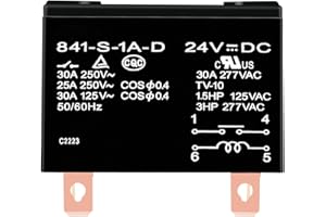 SALLSFRIK 841-S-1A-D 24VDC General Purpose Relay 30A 277VAC with Dust Cover Quick Terminal SPDM