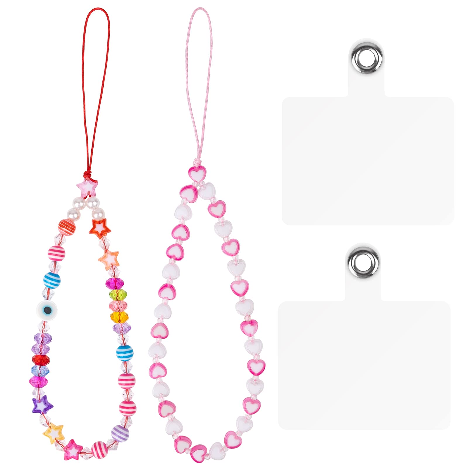 leizhan 2pcs Cute Mobile Phone Charms with Tether Pads, Corlorful and Anti-lost Wrist Mobile Phone Charms with 2 Durable Tether Pads, Compatible for Most Mobile Phones