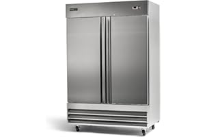 PEAKCOLD Commercial Reach-In Refrigerator, 2 Door Commercial Refrigerator, Stainless Steel, White Interior; 47 Cubic Ft, 54" Wide