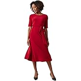 Kasper Womens 3/4 Sleeve Fit & Flare Jersey Dress