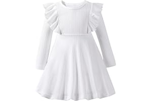 Kionio Toddler Girl Christmas Dress Baby Sweater Dresses Ruffle Ribbed Knit Long Sleeve A-Line Swing Fall Winter