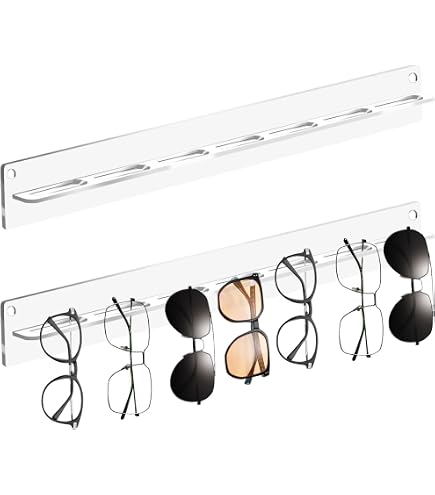 Porte-lunettes Murale - Support De Montage Pour Lunettes De Soleil, Organisateur Mural Blanc/Gris/Transparent