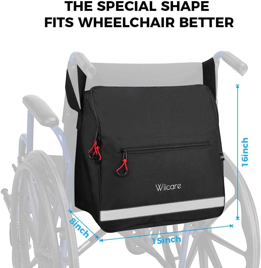 ISSYAUTO Wheelchair Bag, Wheelchair Backpack Bag, Wheelchair Back Bag Provide Large Storage Space with Inner Pocket Easy Install - 16" x 16": Health & Personal Care