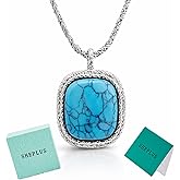 Sheplus Womens Birthday Gifts - Long Genuine Turquoise Chain Gold Necklace Handmade Real Western Jewelry for Valentine's Day