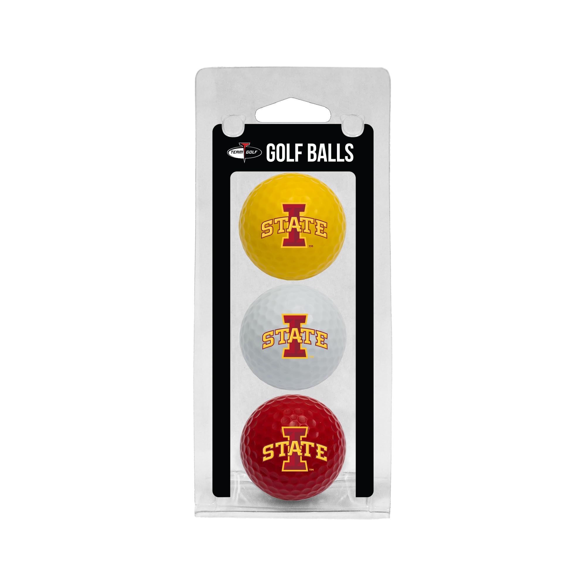 Team Golf NCAA Iowa State Cyclones Regulation Size Golf Balls, 3 Pack, Full Color Durable Team Imprint