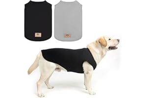 KOOLTAIL Boy Dog Clothes for Large Dogs, 2 Pack Cotton Fall/Winter Warm Dog T Shirts Coats for Outdoor, UV & Insect Protection Anti-Hair Loss & Lightweight Pet Vest Tank Tops Apparel, Black & Grey, XL