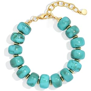 ENSKEFEN Colorful Chunky Beaded Bracelets for Women | Boho Multicolor Acrylic Resin Beads Bracelet, Adjustable Statement Brac
