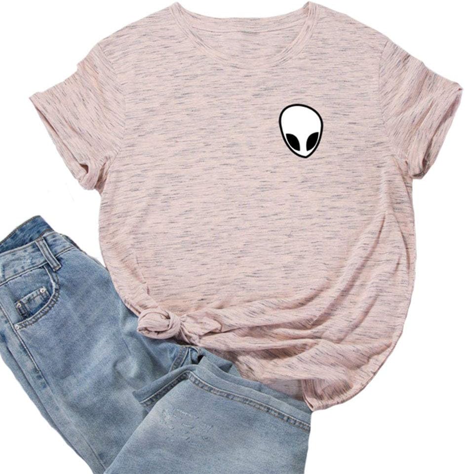 UR Ladies Teen Girls Short Sleeve Funny Cute Alien Crop Top T-Shirt