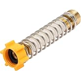 MEASUREMAN Flexible Hose Protector, 3/4" Brass Connector - Eliminates Kinking &amp; Strain at Faucet for RV, Garden Hose, Car Wash, Anti-Crimp Strain Relief Spring Adapter