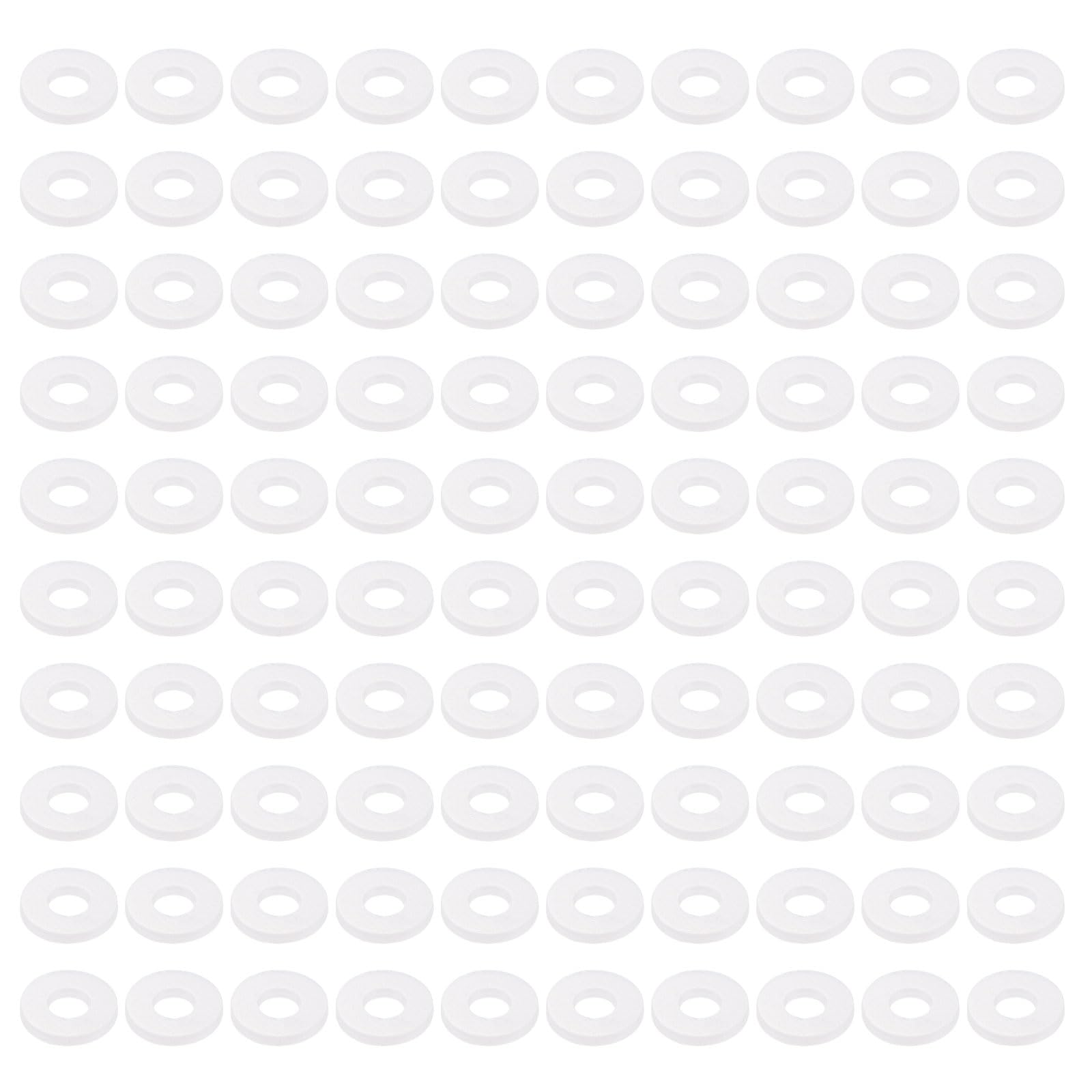 PATIKIL Nylon Flat Washers 3mm ID 7mm OD 1mm Thick M3 Hard Plastic Round Sealing Flange Gaskets-Applications for Machinery Electronics -[Qty 100 White]