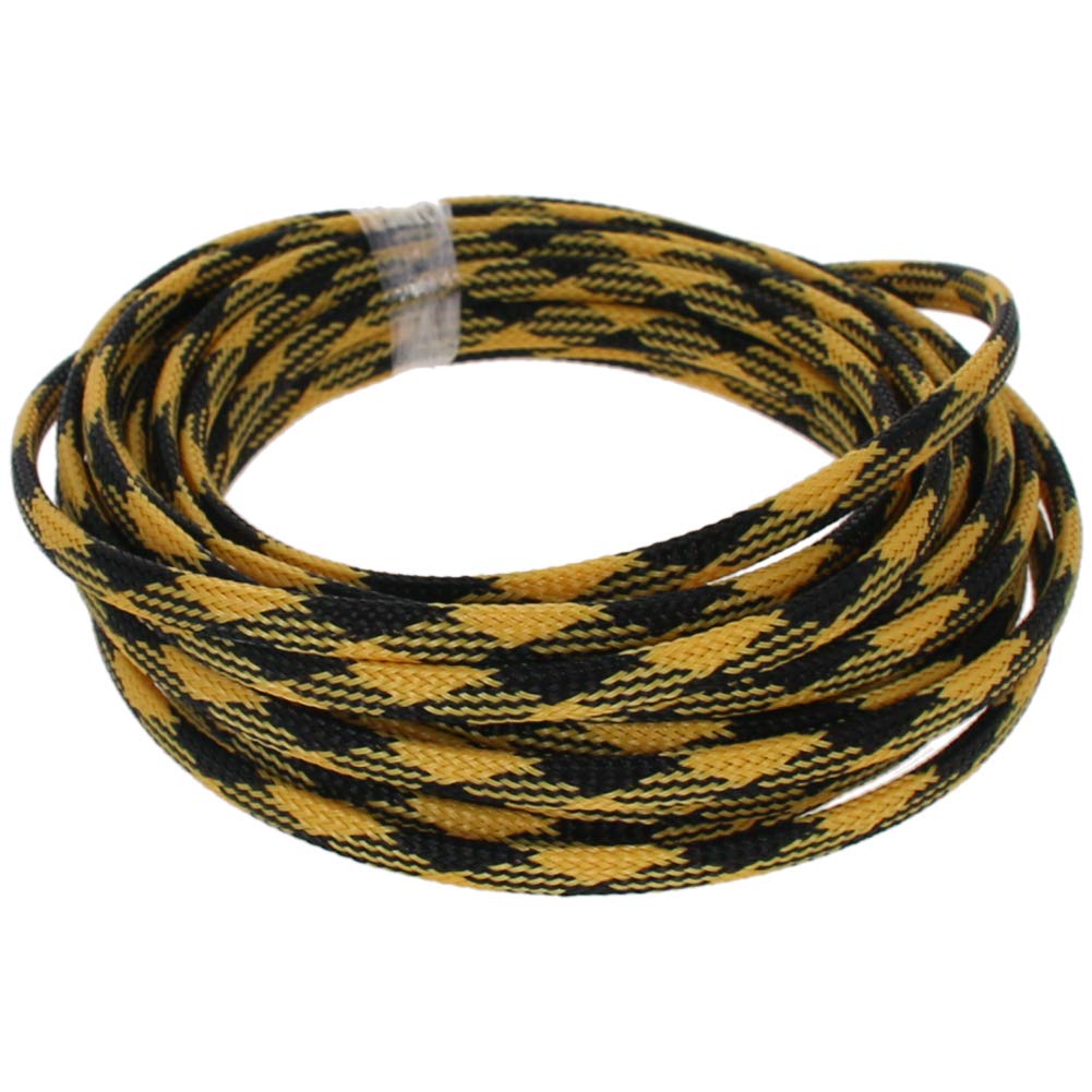 Othmro 1Pc Cable Management Sleeve, Braided Cable Tidy Black and Yellow, 5m Cable Organizers Cable Protector Wire Tidy for TV/PC USB Cable, 6mm Width