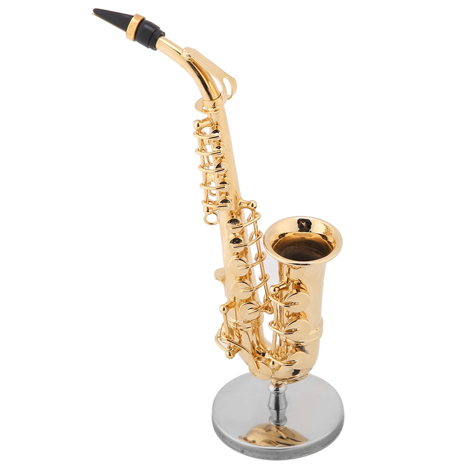 Mini Saxophone Model Miniature Sax Model Miniature Alto Saxophone Replica with Stand Gold Plated Instrument Model Ornaments