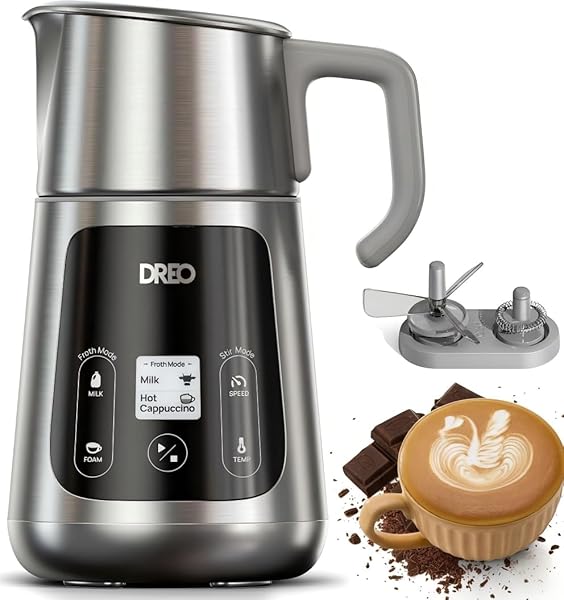 DREO ALL-IN-1 MILK FROTHER, ELECTRIC FOAM FROTHER FOR...