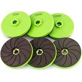 LOZLIN Diamond Polishing Pads, 3 Pack 4 Inch, for Tile, Marble and Granite, Chamfering, Edge Shaping, 50/100/200 Grit, Angle Grinder
