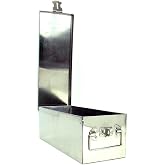 Lock Box with Folding Handle - Durable Metal Storage Chest with Stackable Design to Secure Valuables, Cash, Jewelry, and Weapons by Stalwart (Silver)