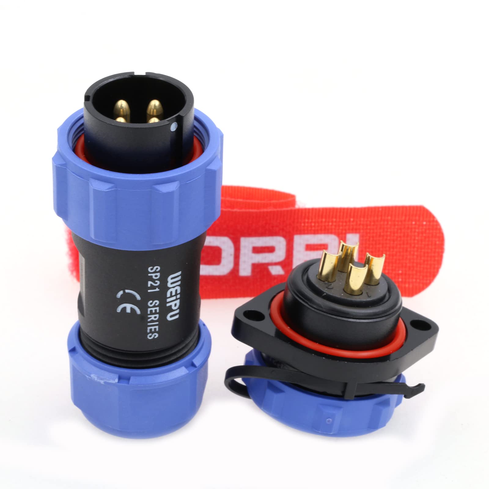 DRRI Weipu SP21 Industrial Threaded Plastic Waterproof Connector Solder Screw Flange Mount 4pin Connector Quick Connect