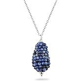 CRYSTALINES Handcrafted Crochet Beaded Pendant Necklace | Natural Sodalite Gemstone | Teardrop Design Jewelry | Adjustable Silver Chain | Lightweight Jewelry for Women | Size-18inches