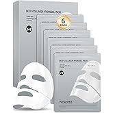 Wokatta 6 Pack Bio-Collagen Face Mask, Hydrating Overnight Masks, Fine Lines Face Lifting Mask for Elasticity, Pore Minimizing, Firming, Moisturizing, Facial Mask Skincare