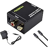 Musou RCA Analog zu Digital Optischer Toslink Koaxial Audio Konverter Adapter mit optischem Kabel
