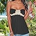 Women Strapless Ruched Tube Top Shirt,Backless Stretchy Tunic Shirt for Women (M, Black)