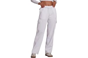 ODIZLI Women's High Waist Drawstring Wide Leg Sweatpants with Pockets Jogger Loose Sport Yoga Active Pants Lounge Trousers