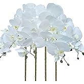FagusHome 32 Inch Artificial Phalaenopsis Flowers 4 Pcs Artificial Orchid Flowers Fake Flowers Stem Plants for Home Décor (White)