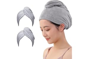 AGKXHDEC Microfiber Towel, Hair Turbans for Wet Hair, Drying Hair Wrap for Women(The Color of The Picture is for Reference only) (Gray,Gray)