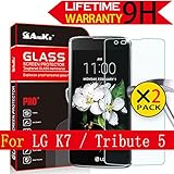 LG K7 / Tribute 5 /LG Treasure LTE Glass Screen Protector, [2 Pack] AnoKe(0.3mm 9H 2.5D) Best Tempered Glass Screen Protector FilmFor LG K7 / Tribute 5 Glass - 2Pack NEW