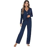 WiWi Viscose from Bamboo Women's Pajamas Set Super Soft Button Down Top and Pants Sleepwear Cooling Pjs S-3X