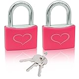 Fuaxat 2 Pack Pink Padlock with 3 Keys, Locker Lock
