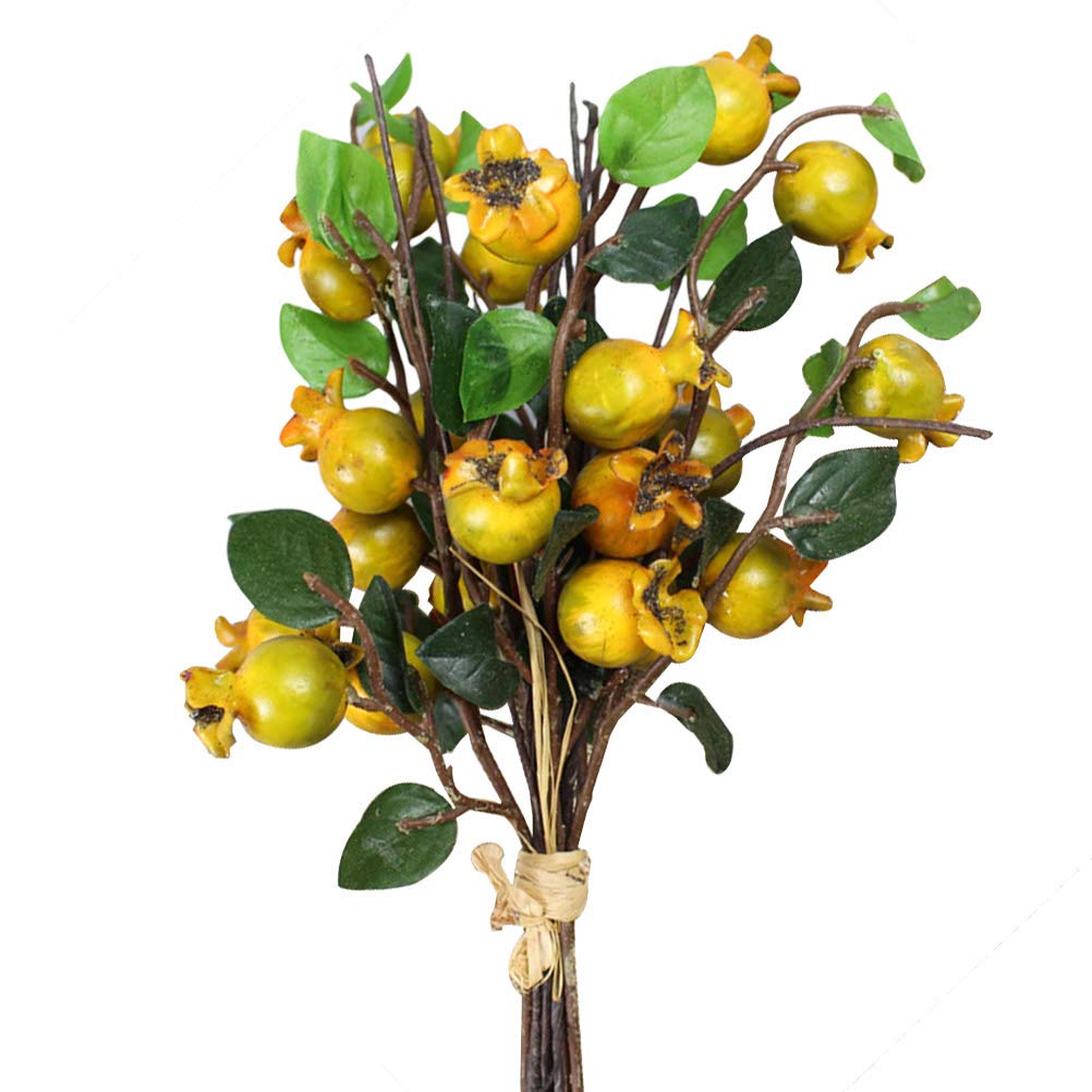 SUPVOX Artificial Rosehip Berries Artificial Pomegranate for Home Decoration (Yellow)