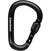 BLACK DIAMOND PearLock Screwgate Climbing Carabiner, HMS Shape, Black | large rope-bearing surface for Munter hitches and smooth handling, keylock nose for belays, anchors, rappels, and trad use