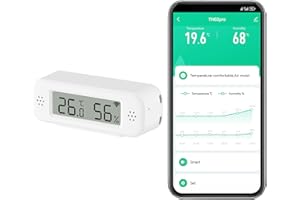 ZECAMIN Smart Digital Thermometer Hygrometer, WiFi Indoor Temperature Humidity Sensor with App Alerts, Mini Room Temperature Meter with Data Storage and Export, Compatible with Alexa. 1PCS