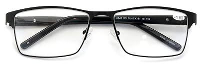 V.W.E. Men Premium Rectangle Metal with Plastic Temple Extra Large Reader - 152mm Wide Frame Reading Glasses (Black, 2.50)