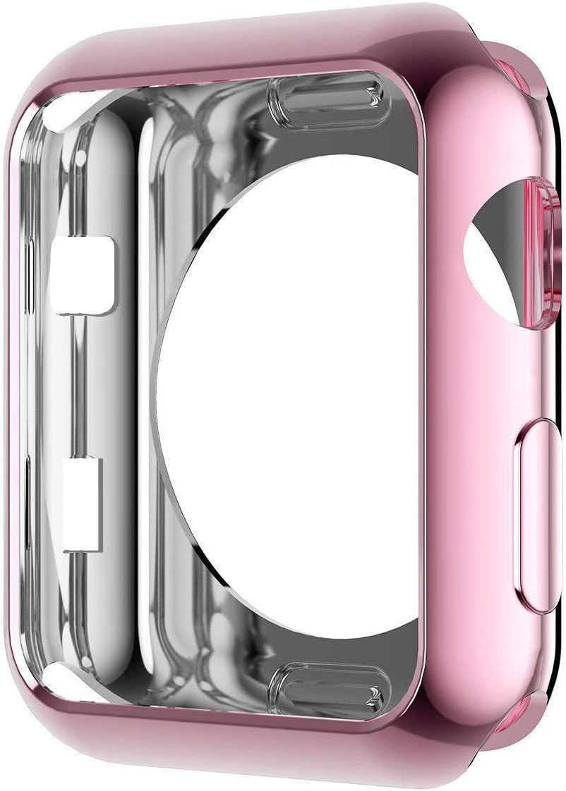 Apple Watch Case 42mm and 38mm, KCFIR Plated TPU Scratch-Resistant Flexible Case Slim Lightweight Protective Bumper Cover for Apple Watch Series 1, Series 2, Series 3 (38mm Rose Gold)