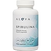 Alaya Naturals Pure Spirulina Capsules – Hawaiian-Grown Blue Green Algae Superfood, Non-GMO, Vegan – 500mg, 90 Capsules