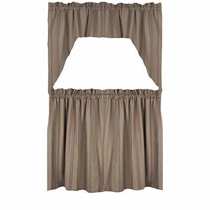 Home Collection by Raghu New Port Stripe Barn Red and Oat Tiers, 72 by 36