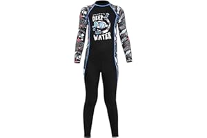 JELEUON Youth Girls Boys One Piece Water Sports Sun Protection Rash Guard UPF 50+ Long Sleeves Full Suit Swimsuit Wetsuit