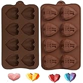 BAMUTU Heart Silicone Chocolate Mould 3D Diamond Love Shaped Chocolate Mold 2PCS 8-Cavity Valentine's Candy Mousse CakeJelly Soap Baking Tool (Small)