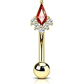 Agrewd Vintage Green Blossom Rook Earring, 16G Gold Rook Eyebrow Jewelry, Stainless Steel Rook Eyebrow Piercing Jewelry