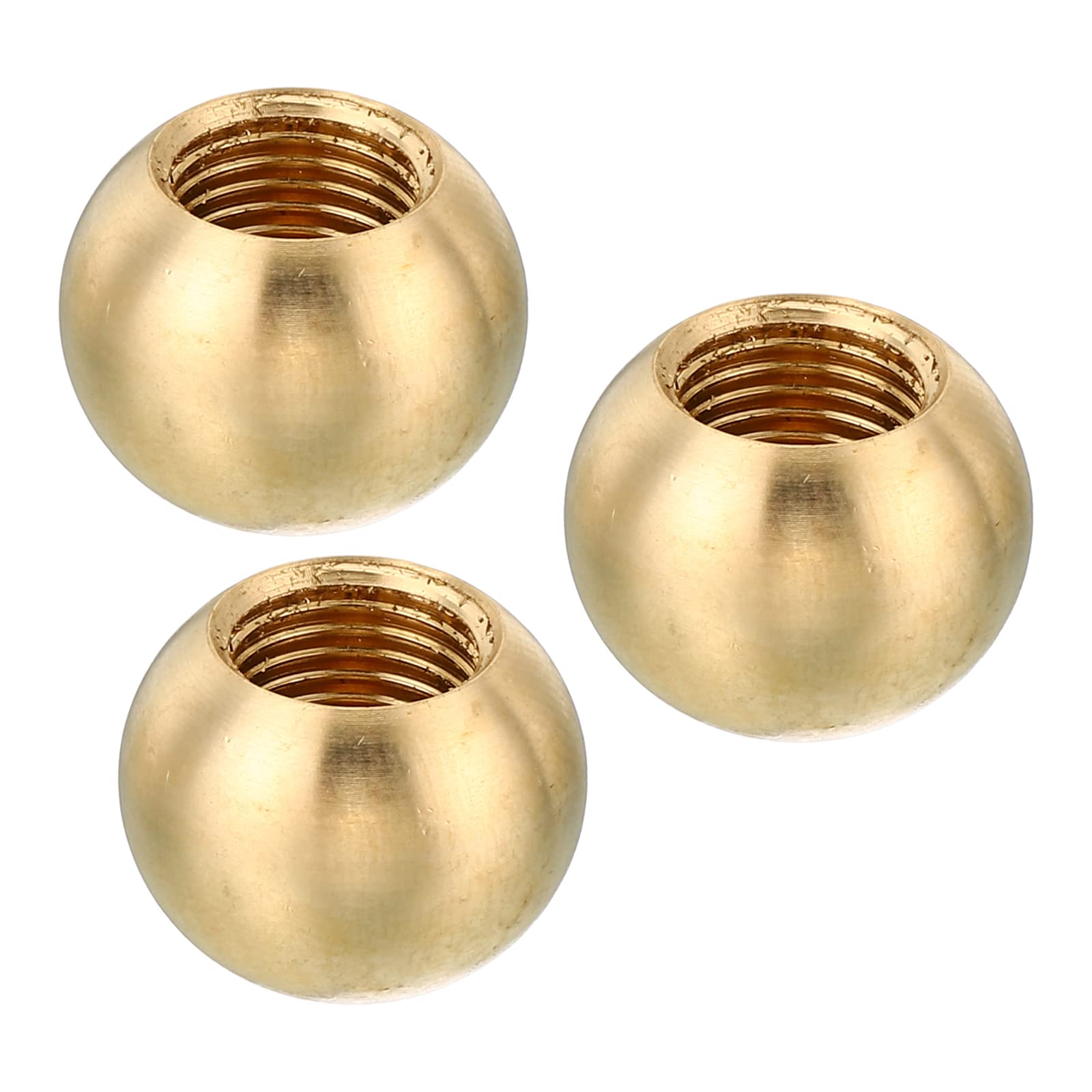 PATIKIL M10x1 17.5mm Thread Lamp Finials Cap Knob, 3 Pack Brass Ball Lamp Decoration Screw Caps Threaded for Furniture Lighting Lamps