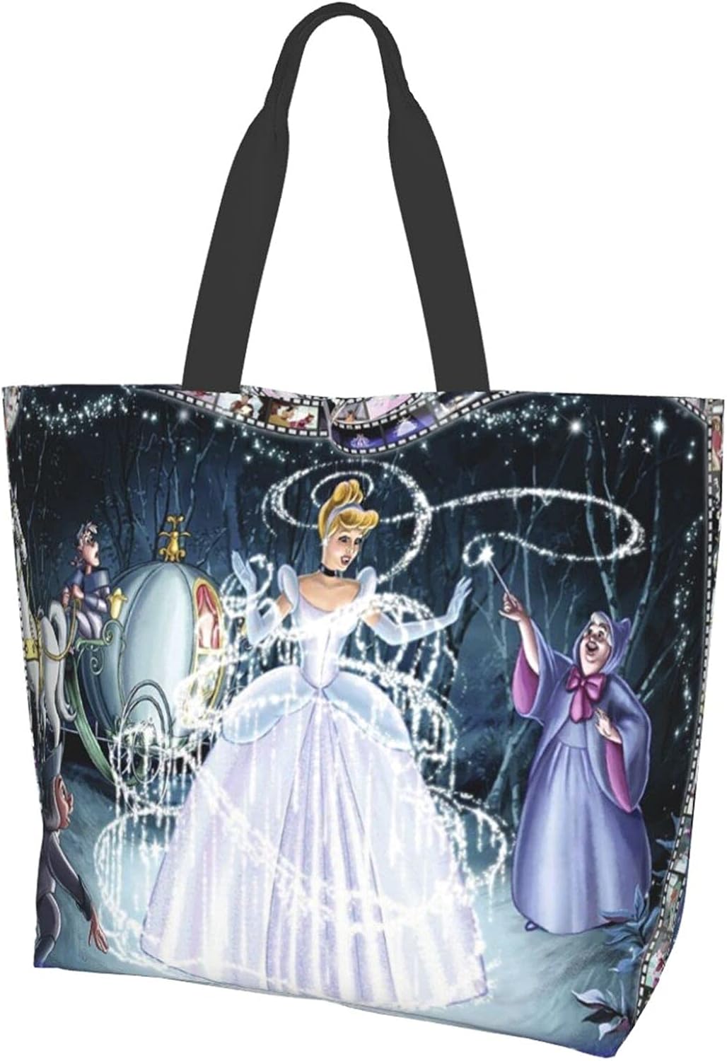 Disney Cinderella Canvas Tote Bags for Women Eco Friendly Cute
