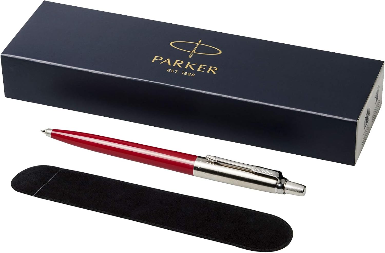 PARKER -"Jotter ballpoint pen with Velvet Pouch in gift box - black ink - red