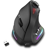 Attoe Gaming Mouse with 5 D Rocker, Wireless Vertical Mouse with [24000 DPI] [12 Programmable Buttons], Computer Mouse for Gamer/PC/E-Sports/Laptop (Black)