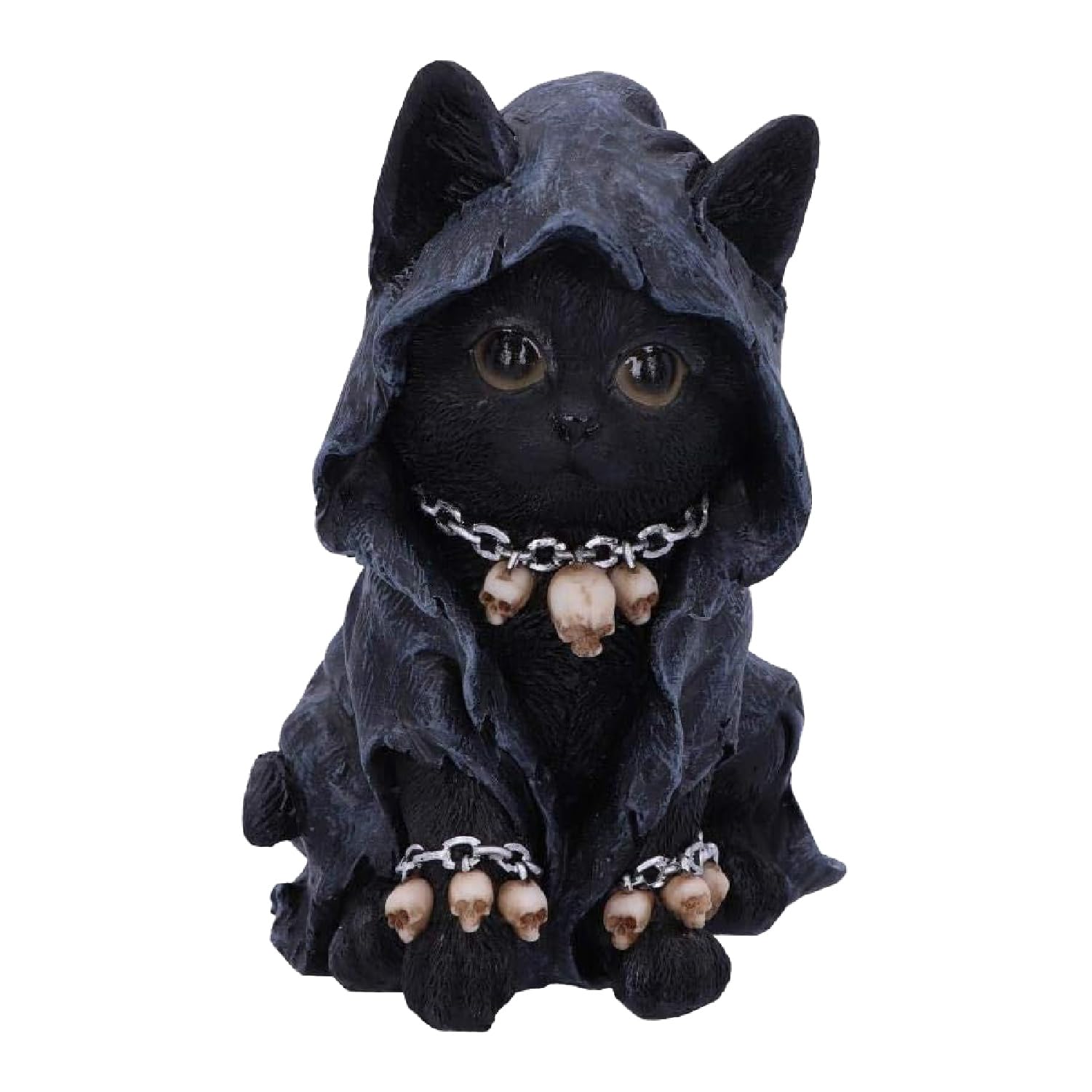 Nemesis Now Feline Cloaked Grim Reaper Cat Figurine, Polyresin, Black, 16cm