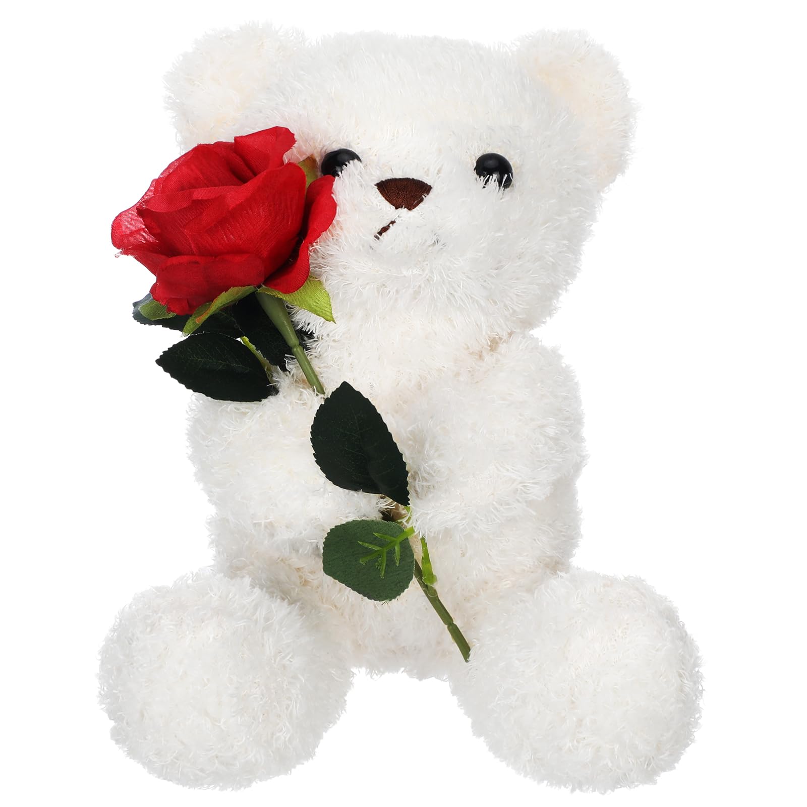 Photo 1 of Civaner Bear Stuffed Animal Gift with Rose Funny Cute Bear Stuffed Animal Plush Gift for Mother Girlfriend Birthday Wedding, 11.8 Inches(White)