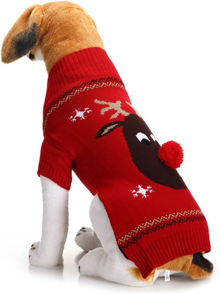XIAOYU Dog Sweater Pet Clothes for Dogs Christmas Reindeer Red, XXL - Image 4
