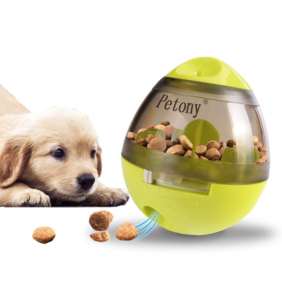 Petony Dog Food Treat Ball Toys with Holes Dispenser Cute Green IQ Puzzle Feeding Ball Toys Size: 4.7x3.9x3.9 inches